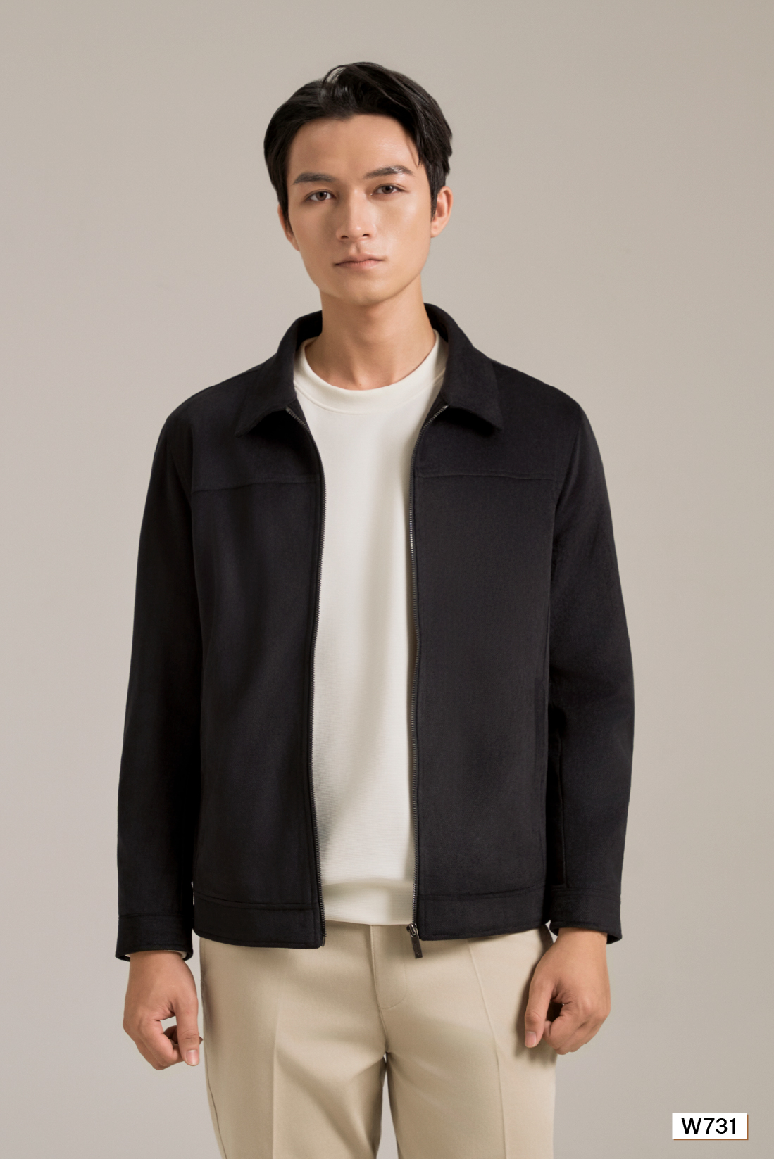 Áo jacket nhung nam cao cấp Santino màu đen | W731